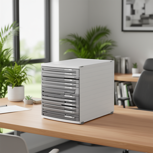 HAN CONTUR 10-<b>Drawer</b> Desktop Organizer Light Gray Polystyrene Housing with Dark Gray <b>Drawers</b> DIN A4 DIN B4 DIN C4 Compatible - Product Image 3
