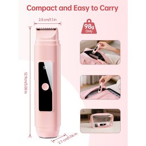 Depiladora Eléctrica Recargable 2 en 1 con Doble Cabezal, Resistente al Agua IPX7, Afeitadora para Mujer, para Rostro, Piernas, Axilas, Brazos, Área del Bikini, Pinza Depiladora - Product Image 1