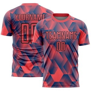 Vente en gros directe OMMIZ INDUSTRY, maillot de football personnalisé en sublimation, formes géométriques rouge feu et noir - Product Image 1