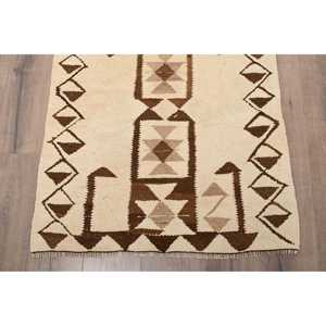 2.9x10.8 ft Rug, Turkish Vintage Runner Rug, <b>Brown</b> Kilim <b>Wool</b> Rug - Product Image 2