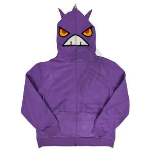 เสื้อมีฮู้ดสำหรับผู้ชายซิปแบบเต็มหน้าสำหรับฤดูหนาวผ้าฟลีซปักโลโก้ด้วยด้ายกำมะหยี่สไตล์ฮิปฮอป - Product Image 2