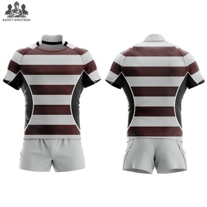 Ensembles d'uniformes de rugby pour hommes de haute qualité, personnalisés, imprimés par transfert thermique, respirants, à séchage rapide, 100% polyester - Product Image 1
