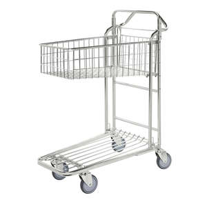 Carrito de Mano Plegable KM4202-KD-E, Carrito de Compras Electro-Galvanizado con Acero Cromado y Malla de Plástico PU - Product Image 1