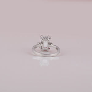 Anillo de boda de lujo de oro sólido de 14KT, corte esmeralda, Diamante cultivado en laboratorio, compromiso, solitario, corte lateral de moda, ajuste de bisel IGI - Product Image 3