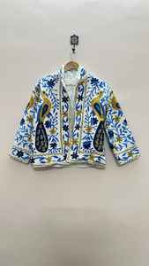 Chaqueta Suzani de Punto de Algodón Acolchada y Bordada Multicolor, Estilo Bohemio, con Ribete Tailandés, Clásica, Vintage, para Otoño e Invierno - Product Image 5