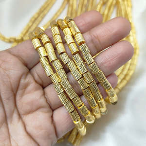 Cuentas espaciadoras moleteadas chapadas en oro para la fabricación de joyas, cuentas de tubo de latón de alta calidad de 4,5x3mm, cuentas de Metal de alta calidad al por mayor - Product Image 5