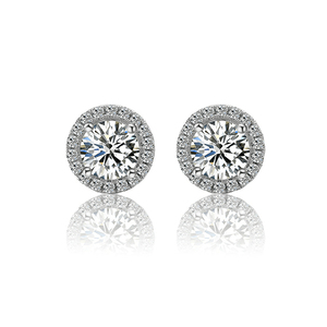 Boucles d'oreilles Halo Moissanite pour femme Boucles d'oreilles en argent Moissanite 1 carat Boucles d'oreilles de fiançailles en diamant Moissanite de la meilleure qualité - Product Image 4