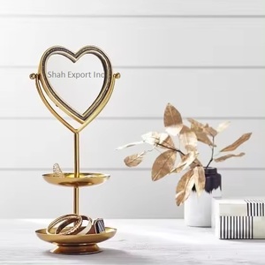 Cổ Điển Trang Trí Vàng Màu Kim Loại Trang Sức Tổ Chức Với Hình Trái Tim Gương Đối Với Phụ Nữ Đồ Trang Sức Và Trang Điểm Đứng - Product Image 2