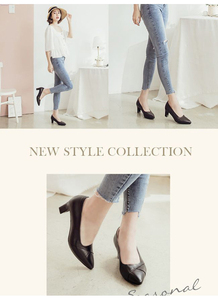 Ann'S Premium cuero genuino tacón de bloque 6cm Formal puntiagudo zapatos sin cordones forro de gamuza forro de tacón acolchado arco duradero - Product Image 6