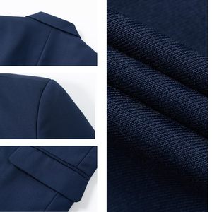 Traje de Negocios Azul Personalizado de Alta Calidad para Hombre, Cuello en V, Cierre de un Solo Botón, Costura a Mano, Mezcla de Algodón Transpirable - Product Image 4