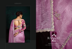 Vêtements de créateur pour femmes Saree en soie de haute qualité Broderie de tissu écrasé souple Bordure de style pakistanais moderne pour les mariages et les fêtes - Product Image 2