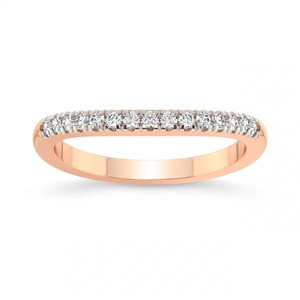 Bague en diamant à courbe délicate, diamant de laboratoire 0,20 ct Tw, or massif 14 carats, couleur FG, clarté VS, 15 diamants, pour usage quotidien, empilable, nuptiale - Product Image 3