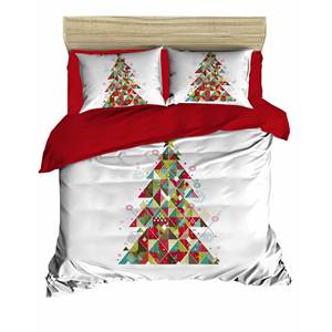 Parure de lit double 100 % coton Ranforce, imprimé numérique festif de Noël, literie classique pour les fêtes, pour usage domestique - Product Image 2