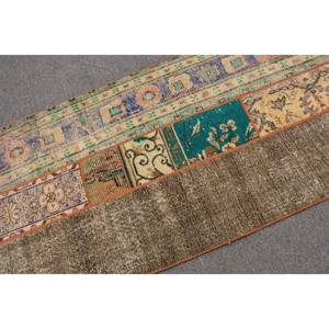 Tapis écologique en laine vert marron de 2,6x5,5 pieds Style Tabriz Patchwork Motif Salle à manger Nouveau! - Product Image 5