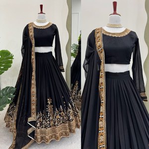 Ensemble Georgette Lehenga Majestic Threadwork Vêtements indiens - Product Image 5