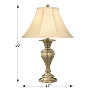 Lámpara de latón con pantalla de tela - Product Image 3