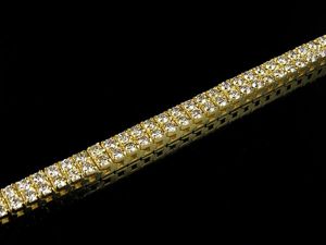 Élégant bracelet tennis rond en or jaune 10 carats diamant cultivé en laboratoire bijoux unisexes de luxe glacés - Product Image 3