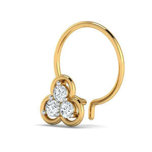 Piercing de Nariz Geométrico con Diamantes en Oro de 18k, Chapado en Oro Rosa y Amarillo, Joyería Corporal para Boda, Compromiso o Regalo - Product Image 4
