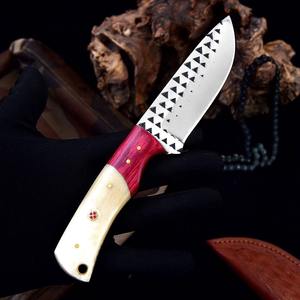 Couteau de cowboy artisanal de style occidental en bois et os bleu Pa/a, couteau à désosser avec étui en cuir, tranchant comme un rasoir - Product Image 5