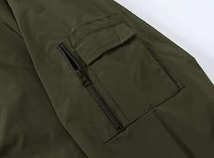 Chaqueta Bomber de Invierno para Hombre, Talla Grande, Transpirable, con Logotipo Personalizado, Cuello Alto, Tela de Lona, Estilo Vintage - Product Image 3