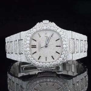 Reloj de Moissanita Completamente Automático con Incrustaciones de Diamantes para Hombre, Estilo Hip Hop de Lujo Personalizado, Reloj de Acero Inoxidable, Joyería de Alta Gama - Product Image 1