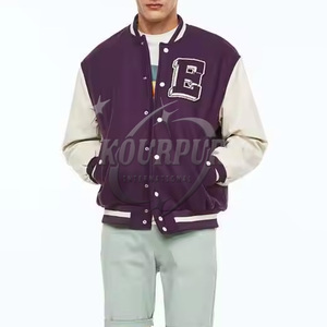 Haute qualité coton brodé poids lourd mode décontracté bouton vers le bas Bomber vestes hommes Varsity Baseball veste pour hommes - Product Image 3