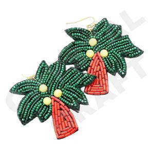 Vintage Multi-Heart Beaded Dangle Earrings for Women Orange White Blue Colour Patriotic Memorial Day <b>Wedding</b> Occasion Fashion - Product Image 5