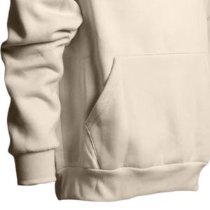 Sweat à capuche beige pour homme en molleton de coton lourd avec poche kangourou, sweat-shirt décontracté streetwear - Product Image 6