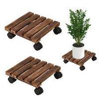 Nouveau chariot à plantes avec roues verrouillables, support à plantes roulant en bois, base à roulettes pour plantes, robuste, taille personnalisée disponible