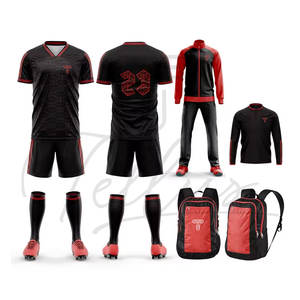 Ensemble d'uniformes de football d'équipe personnalisable avec nom et numéro d'équipe, maillot de football en polyester/coton respirant, séchage rapide, léger, short - Product Image 3
