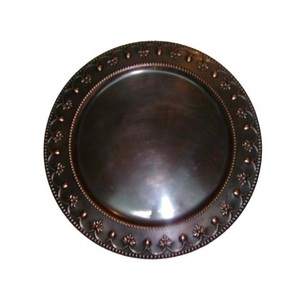 Mesa redonda de Metal dorado decorativo para boda elegante espejo pulido bandeja de servicio de lujo hecho a mano recubierto de cobre con Color negro - Product Image 6