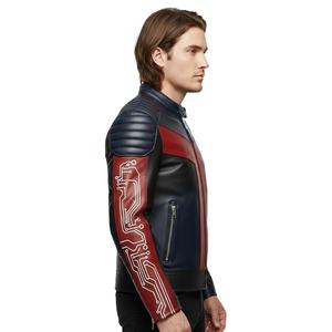 Veste en cuir véritable pour homme, veste de motard en peau de mouton véritable, coupe slim, veste bomber, vêtements pour homme grande taille - Product Image 3