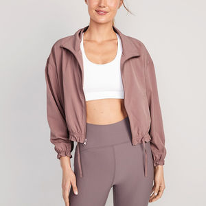 Yoga Women's Crop <b>Top</b> Sports Shirts Sportswear Loose Full <b>Zip</b>-<b>up</b> Sportswear <b>Zip</b> <b>up</b> Sleeve Women's Yoga Jackets - Product Image 2