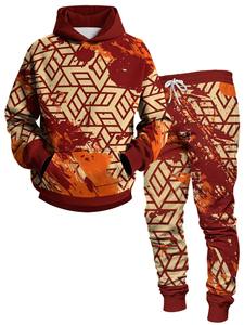 ชุดวอร์มสำหรับผู้ชายชุดเสื้อผ้าแบบสวมมีฮู้ดและกางเกงมีฮู้ดสำหรับผู้หญิงสีพื้น + กางเกง - Product Image 6