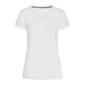 T-shirt personnalisé pour femmes, design extensible à col en V pour merchandising promotionnel - Product Image 2