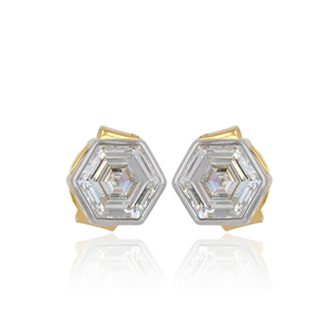 14K Solid Gold Hexagon Cut Lab Grown Diamond Stud <b>Earrings</b> for Women Bezel 0.82 Carat Diamond <b>Earrings</b> Screw <b>Back</b> - Product Image 2