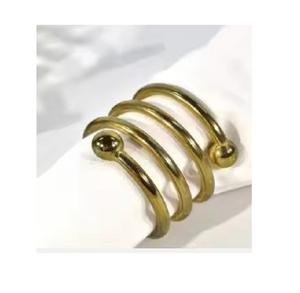 Vente en gros de boucle de serviette en fil métallique doré pour placage de mariage Porte-serviettes simple en fil métallique Anneau de serviette de mariage en alliage - Product Image 1