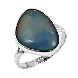 "Geometric Rhodium-Plated 925 <b>Silver</b> Yellow Gold Fine Jewelry Statement <b>Ring</b> for Women's Gift" - Product Image 3