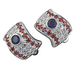 Women's Trendy 925 Silver Garnet Sapphire <b>Stud</b> <b>Earrings</b> Gold Plated Gold for Engagement <b>Amethyst</b> Diamond Ruby Emerald Zircon - Product Image 1