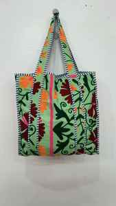 Women Boho Hippie Suzani Embroidery Handmade Hand-Stitched Vintage Shoulder Shopping Kantha Large Capacity Soft Eco-Friendly - Product Image 6