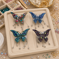 Pendentif Papillon Perlé de Luxe pour l'Industrie Lourde, Breloque Baguette en Cristal Faite à la Main, Breloque de Sac Pavée de Diamants, Kit de Bijoux DIY, Vente en Gros