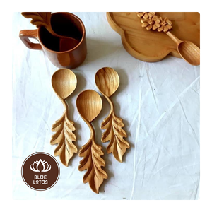 Cuillère en bois de gros ustensile de salle à manger sculpté ustensiles de cuisine décoratifs outil de service de restaurant et de fête cadeau unique meilleur choix - Product Image 1