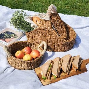 Cesta de recolección de flores de algas marinas de un solo Mango, cesta de picnic, cesta de cosecha, cesta tejida de moda para almacenamiento de Pascua - Product Image 5