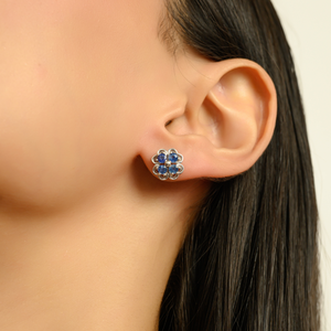 Exquisitos Pendientes de Zafiro Azul en Forma de Flor, Plata de Ley 925, Engaste de Puntas, Joyería Fina - Product Image 4