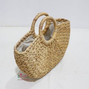 Sacs à main naturels pour femmes en demi-lune Sacs fourre-tout décontractés rustiques en jacinthe d'eau écologiques pour les vacances - Product Image 5