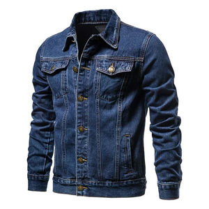 Meilleures ventes Vestes en jean grande taille pour hommes pour la saison d'hiver Vestes en jean délavé à bouton de couverture pour hommes - Product Image 2