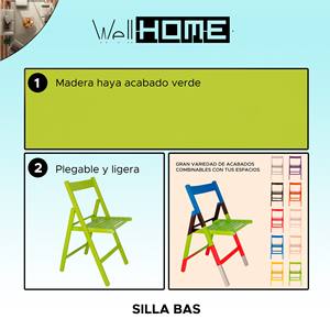 Sedia da Giardino WELL HOME BAS in Legno di Faggio con Finitura Verde 43x47x79 cm - Product Image 2