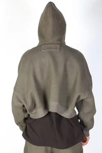 Custom men boxy hoodies 100 cotton no <b>string</b> graphic printed heavyweight oversized pullover streetwear crop hoodies men - Product Image 3