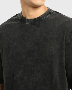 T-shirt pour homme 100% coton avec col rond et manches courtes Style formel lavé à l'acide Polyester/coton lavé aux enzymes - Product Image 2