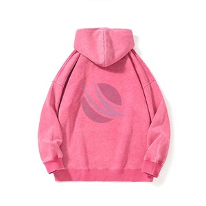 Sweat à capuche d'hiver surdimensionné en coton 100% délavé à l'acide, vintage, personnalisé, imprimé en relief, vente en gros - Product Image 2